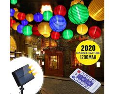 Solar Lichterkette Außen Lampions | infinitoo 6m 30er LED Solar Lichterkette Aussen | 5.5V Upgrade hohe Leistung Farbig Lichterkette Lampions Die Fernbedienung 2m Anschlusskabel