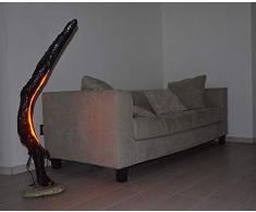 Treibholz Stehlampe altholz rustikal stehleuchte dunkel Bodenlampe schwarz baumstamm hölzern lampe holz vintage design modern