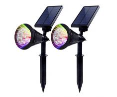 2 Stück Chao zan Gartenleuchten [Farbe ändern], 7 RGB Farbe LED Lampenperlen,Solar Lichter Auto-on/off,Flag Pole Lichter, Wasserdichte Outdoor Spot Licht für Garten, Pool, Baum, etc.