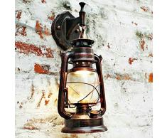 Bcyhh Wandleuchter Vintage Rustikal Klassische Industrie Wandlampe Schmiedeeisen Laterne 1×E27 220V Retro Metall Kreative Lampe Wandlicht Wegeleuchten Nacht (Retro rot)