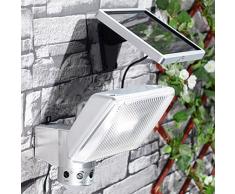 Luminea Solar LED Wand Fluter: LED-Fluter Aluminium, 615 lm, IP44, mit Bewegungssensor und Solarpanel (LED-Außenwandlampe)