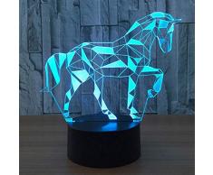 Neuheit 3d puzzle pferd illusion lampe 7 farbe touch switch led nachtlichter 150 cm usb kabel kinder beleuchtung für baby schlaf nachtlichter