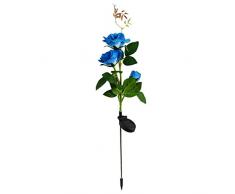 FeiliandaJJ Solarlampe Rose Blume Lichter LED Outdoor Gartenleuchten Wasserdichte Rasen Hof Landschaft Deko Solarleuchte (Blau)