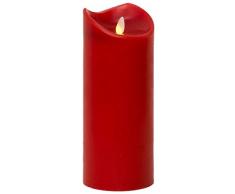 Tronje LED Kerze 23 cm Echtwachskerze inkl. Timer Ø 9,5 cm flammenlose LED-Leuchtkerze Rot flackernde Flamme