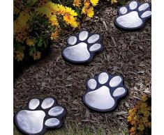 Hpybest Solar-Gartenlichter mit Pfotenabdruckmotiv, 1 Set mit 4 Tierpfoten, für Außenbereich, Landschaft, dekorative LED-Lichter
