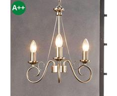 Lindby Kronleuchter Marnia dimmbar (Retro, Vintage, Antik) in Bronze aus Metall u.a. für Wohnzimmer & Esszimmer (3 flammig, E14, A++) - Pendelleuchte, Hängelampe, Lüster, Lampe, Deckenleuchte