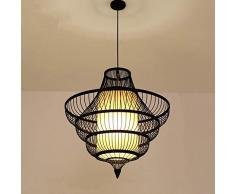 Tropical Bamboo Woven Light Kreative Kronleuchter Dekoration Kronleuchter Pendelleuchte Korbleuchte mit Leuchten Vogelkäfig Schatten 1 Licht für Dinging Room, Bauernhaus, C-L, B-50cm