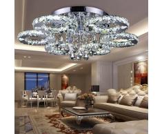 fsders VINGO 88W LED Kristall Deckenleuchte Deckenlampe Modern Kronleuchter Pendelleuchte Hängeleuchte Energie Sparen einstellbar für Wohnzimmer Küchen Schlafzimmer mit Fernbedienung, Glas, 12 W