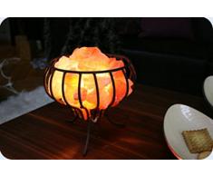 Salzlampe Feuerkorb mit Metallkorb und ca. 3kg Kristallsalz aus Pakistan Brocken
