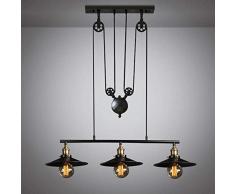 IBalody 3-Lights Kreative Metall Riemenscheibe Retro Industrie Kronleuchter Vintage American Restaurant Pendelleuchte E27 Edison Schmiedeeisen Küchenleuchten Leuchte for Club Bar Cafe Loft Wohnzimmer