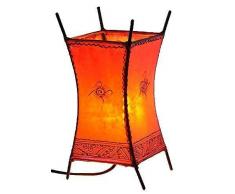 Orientalische Lampe Stehlampe marokkanische Hennalampe Lederlampe Tischleuchte Stehleuchte Orient Carree Sonne 30 cm Color Rot