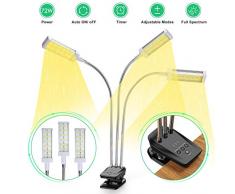 LED pflanzenlampe, Vogek 72W Grow Lampe Pflanzenlicht Vollesspektrum Wachstumslampe 144 LEDs mit Timing Wachstumslampe,3 Timer 4/6/12H Birnen E26 / E27 für Zimmerpflanzen Gartenarbeit Gewächshaus