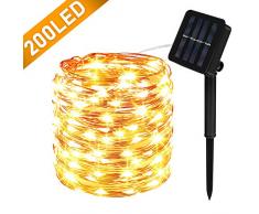 Solar Lichterkette Außen, Molbory 200 LED Lichterkette Mit 20M Kupferdraht 8 Modi Warmweiß Dekorative Lichterkette Wasserfest String Beleuchtung Ambiente für Garten, Schlafzimmer, Hochzeit