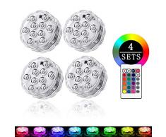 4 Stück Unterwasser Licht, Sinicyder Wasserdichte Multicolor RGB Unterwasserbeleuchtung mit Fernbedienung, Farbwechsel LED Leuchten für Hochzeit/Schwimmbad/Teichbeleuchtung/Fish Tank Dekorationen