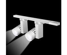 12W Schienensystem Licht /2 dreh schwenkbare LED-Spot-Lights 360° verstellbarer Deckenstrahler 16in 1200 Lumen mit 6000K Schienengleiten leichte Installation 2 LED Lichtquelle enthalten (Weiß, 6000K)