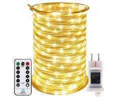 RcStarry 30m LED-Lichtschlauch Lichterschlauch Strombetrieben Lichterkette außen mit Fernbedienung & Timer, 8 Modi IP68 Wasserdicht Warmweiß Dekolicht, für Außen Innen Weihnachten DIY Deko Hochzeit