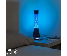 Eurroweb Lavalampe aus Glas, blaues LED-Licht, mit Bluetooth-Lautsprecher und Mikrofon – Magma-Lampe