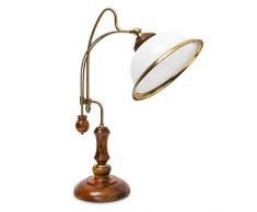 Relaxdays Tischlampe Jugendstil Glasschirm Holzfuß hochwertig verziert 10018992