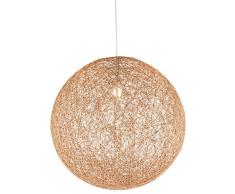 Große Hängelampe Kugel Papier-Geflecht 1-Flammig Hängeleuchte Pendelleuchte Schlafzimmerlampe (Pendellampe, Wohnzimmerlampe, 44 cm, Höhe 130 cm, Braun)