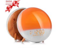 Fitfirst Wake up Licht Lichtwecker, Tageslichtwecker mit 2 Alarmen/ 20 Helligkeiten/ 7 Farben Licht & Wecktöne/FM Radio/ 16 Volumen/Schlummerfunktion, Wecker für Kinder Erwachsene