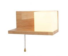 Umweltschutz Eiche Wandleuchte Wandlampe Leuchte Holz-Leuchte Holzlampe Wand hölzernes Schlafzimmer-Bett-Kopf-Wand-Sconce Wand-Lampe einfaches Wohnzimmer-Gang-Balkon-Lampe Schalter ziehen