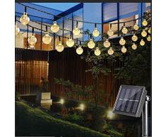 Nasharia LED Solar Lichterkette mit LED Kugel 6.5M 30 LEDs 8 Modi IP65 Wasserdicht Lichterkette mit Lichtsensor, Kristallbälle Beleuchtung für Garten Terrasse Hof Haus Party (Warmweiß)