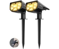 Litom Solarleuchte garten, Warmweiß Solarstrahler,Solarlampen für garten, gartenleuchten solar,2 Helligkeitsstufe,12 LEDs,IP67 Schutzart,Gartenbeleuchtung für Bäume, Sträucher,Gartenweg-Warmweiß