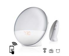 Goliath Smart Wecker, Lichtwecker mit USB Stromanschluss, App Steuerung, FM Radio, Naturgeräuche, Sonnenaufgang, 4 Weckzeiten