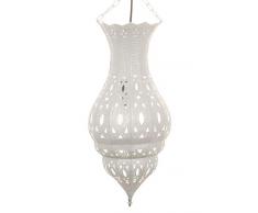 Orientalische Lampe Pendelleuchte Weiss Djamir 47cm E27 Lampenfassung | Marokkanische Design Hängeleuchte Leuchte aus Marokko | Orient Lampen für Wohnzimmer, Küche oder Hängend über den Esstisch
