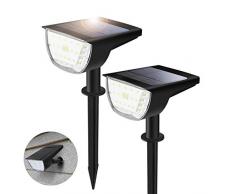 Solarleuchte Garten, 32 LEDs Gartenleuchten Solar, 3 Helligkeitsstufe, IP65, 90°Drehbar Solar Strahler Wandleuchte, Gartenbeleuchtung für Bäume, Sträucher, Gartenweg 2 Stück