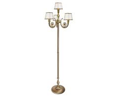 Premium Stehleuchte aus Messing bronziert Jugendstil E14 bis 40W 230V Stoff Wohnzimmer Lampe Leuchte innen Bodenleuchte Bodenlampe