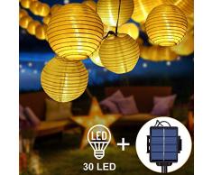 Opard 2 in 1 Solar LED Lichterketten Lampions LED 6.5m 30 Laterne IP65 Wasserdicht für Garten, Hof, Party, Balkon, Hochzeit, Außen, Fest Deko(Warmweiß)