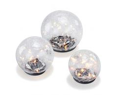 Solar Leuchtkugel 3er-SetGolden Balls - angenehm warmweißes Licht - traumhafte Lichteffekte dank Bruchglasoptik - Größen: 10, 12 & 15 cm - Solarlampe Gartenbeleuchtung Solarleuchte esotec 102088