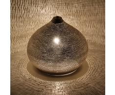 Orientalische Lampe Sherin D41 Silber in Tropfenform mit E27 Fassung aus Metall | Kunsthandwerk aus Marokko | Nachtlicht-Lampe wie aus 1001 Nacht