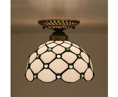 Litaotao Tiffany Stil Led Deckenleuchte Einfache Stil Deckenleuchte 8 Farbe Glasperlen Jugendstil Deckenleuchte/Glas Lampenschirm Für Schlafzimmer Gang Wohnzimmer,Green