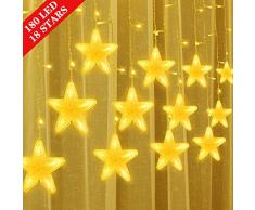 Uping 180 LED Sterne Lichterkette, LED Lichtervorhang, Wasserdicht 8 Modi Außenlichterkette Deko für Garten, Haus, Hochzeit, Party, Warmweiß