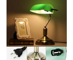 Savada Bankerleuchte, Retro Tischlampe Klassiker Schreibtischlampe E27 Schreibtischlampe Bibliotheksleuchte Gestell Antik Schirm Grün