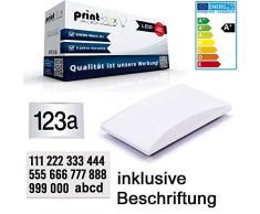 2X LED Hausnummer Leuchte Energieklasse A++ 10W 4000K Maße 5,5 x 30 x 19,5cm Wandleuchte IP54 Schlagfest Hausnummernschild mit Tageslicht Sensor Beleuchtung Dämmerungssensor inkl. Beschriftung