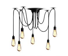 Lampop Pendelleuchte Vintage Industrie E27 Loft Kronleuchter Retro Hängelampe 6 Die Glühbirne Landhausstil Geeignet für Den Esszimmer Wohnzimmer Küche Bar Hotel Restaurant usw
