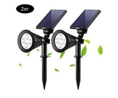 Wilktop LED Solar Strahler Solarleuchte Landscape (2x;Warmweiß) 3th Version Superhelle Spotlight Solarbetriebene; Wasserdicht für die Hinterhöfe, Gärten, Rasen usw