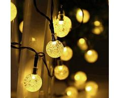 Salcar Solar Lichterkette Außen 10m, 40er LED Kugel Lichterkette Wasserdicht mit Lichtsensor Weihnachtsbeleuchtung LED Solar Beleuchtung - Warmweiß