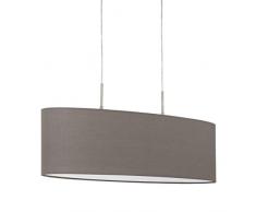 EGLO Pendellampe Pasteri, 2 flammige Textil Pendelleuchte, Hängeleuchte oval aus Stahl und Stoff, Farbe: Nickel matt, anthrazit braun, Fassung: E27, L: 100 cm
