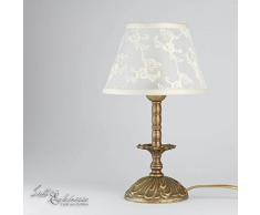 Premium Tischleuchte Antik Messing Jugendstil E14 bis 60W 230V Stoff bestickt Nachttischleuchte Schlafzimmer Wohnzimmer Lampe Leuchte Beleuchtung innen Tischlampe