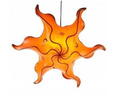 Orientalische Lampe Hängelampe marokkanische Deckenlampe Hänge Leuchte Hennalampe Lederlampe Orient STERN Gecko 63 cm Color Orange