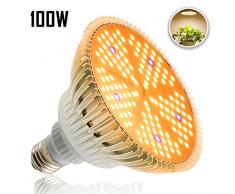Derlights 100W LED Pflanzenlampe E27 Grow Light, 150 LEDs Vollspektrum Pflanzenlicht, Sonnenähnlich Pflanzenlampen Wachstumslampe für Pflanzen Garten Gewächshaus Zimmerpflanzen