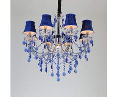 Amerikanisches Land Schmiedeeisen Kronleuchter aus Kristall Schlafzimmerlampe kreative Persönlichkeit Zweige Restaurant Garderobe Internet-Café-Lampen Großhandel, blauen Stirnband Abdeckung 8 + 1