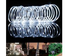 Samoleus 12M 100 LED Lichtschlauch Solar, Wasserdicht IP65 Solar Lichterkette Außen, weihnachtsbeleuchtung Aussen für Party und Weihnachten (Weiß)