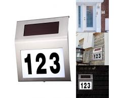 Konesky LED Hausnummernlampe, Solarbetriebener Sensor Edelstahl Türschilder Wasserdichte Zahlenbuchstaben Zeichen Beleuchtung