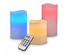 55038 - 3 LED STUMPENKERZEN WACHSKERZEN MIT FARBWECHSEL UND FERNBEDIENUNG WACHS - STUMPEN - KERZEN