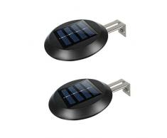 Sunboia Solar Zaun-Lichter Solarleuchten Garten 9 LED,Treppenleuchten Aussenleuchte Wandleuchten Wegeleuchten mit lichtssensor,Wasserdicht Dachrinnenlichter für Garten Zaun Balkon-Schwarz, 2er Stück